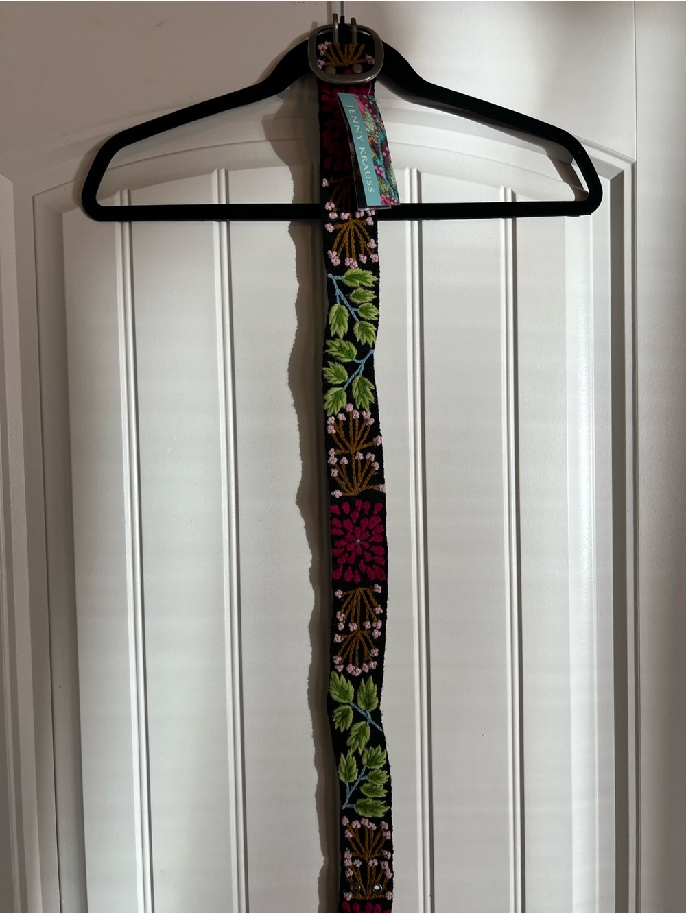 Jenny Krauss NWT Embroidered Floral Black 100% Wool Belt